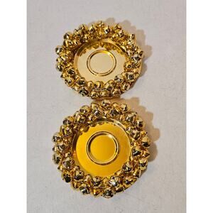 Jingle Bells Metal Pillar Candle Holder - Lot of 2